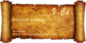 Velics Csaba névjegykártya